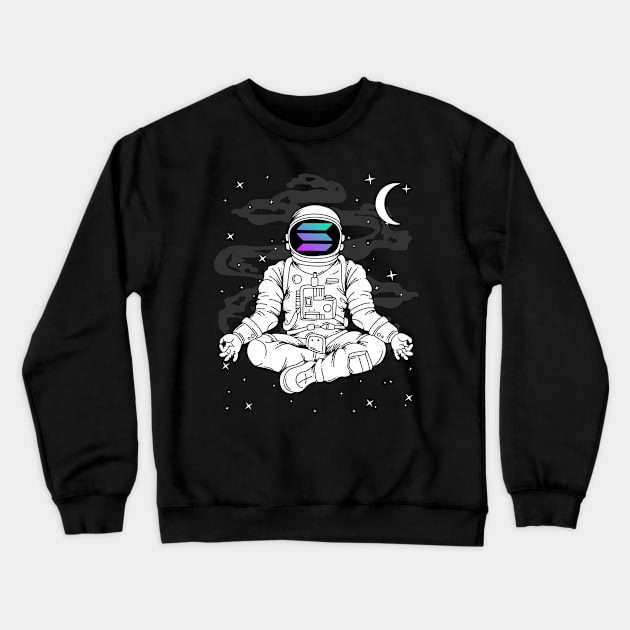 Astronaut Yoga Solana SOL Coin To The Moon Crypto Token Cryptocurrency Blockchain Wallet Birthday Gift For Men Women Kids Crewneck Sweatshirt by Thingking About